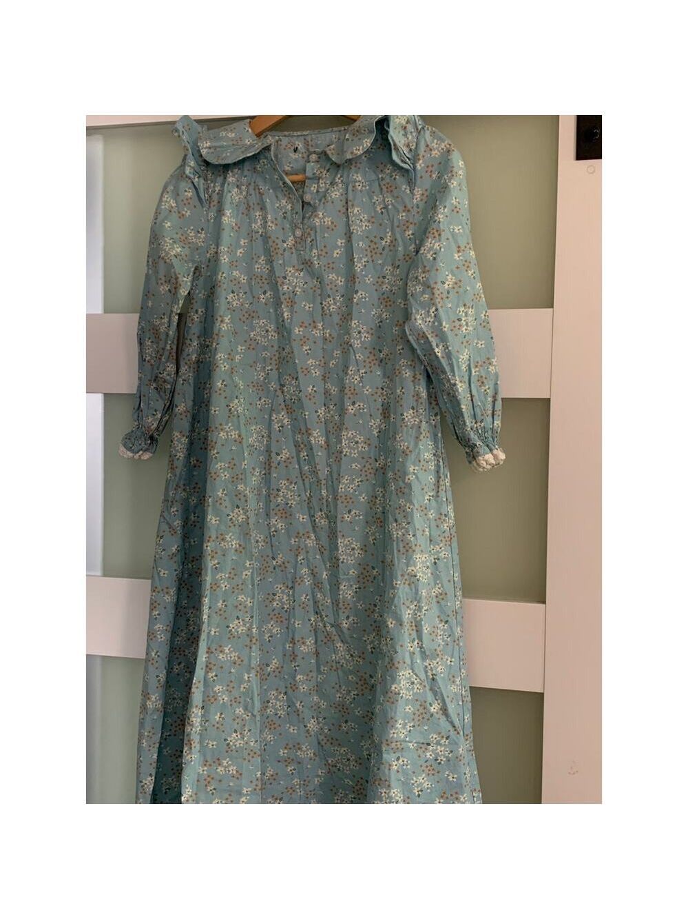 Vintage Floral Nightgown Dress Prairie Lace Modesty Puff Sleeve Maxi Multicolor - Picture 3 of 5